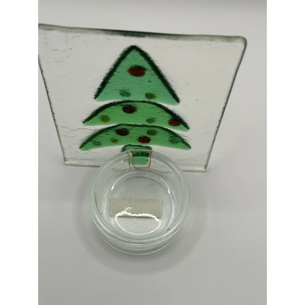 Handmade Fused Art Glass Christmas Tree Tea Light‎ Candle Holder 4.375